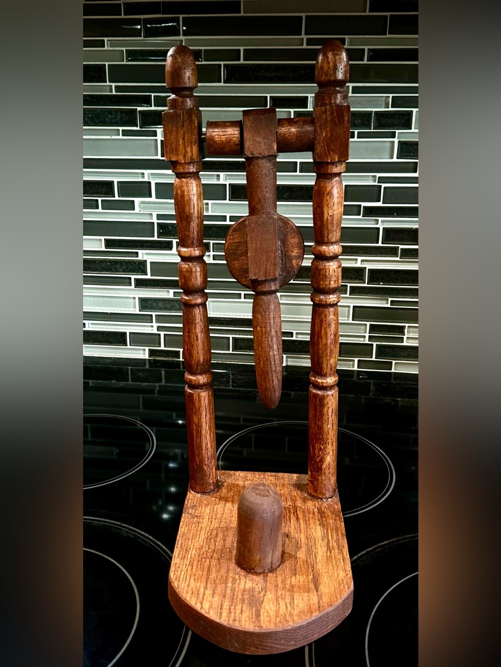 Vintage Wooden MCM Turned Balusters Countertop Paper Towel Holder